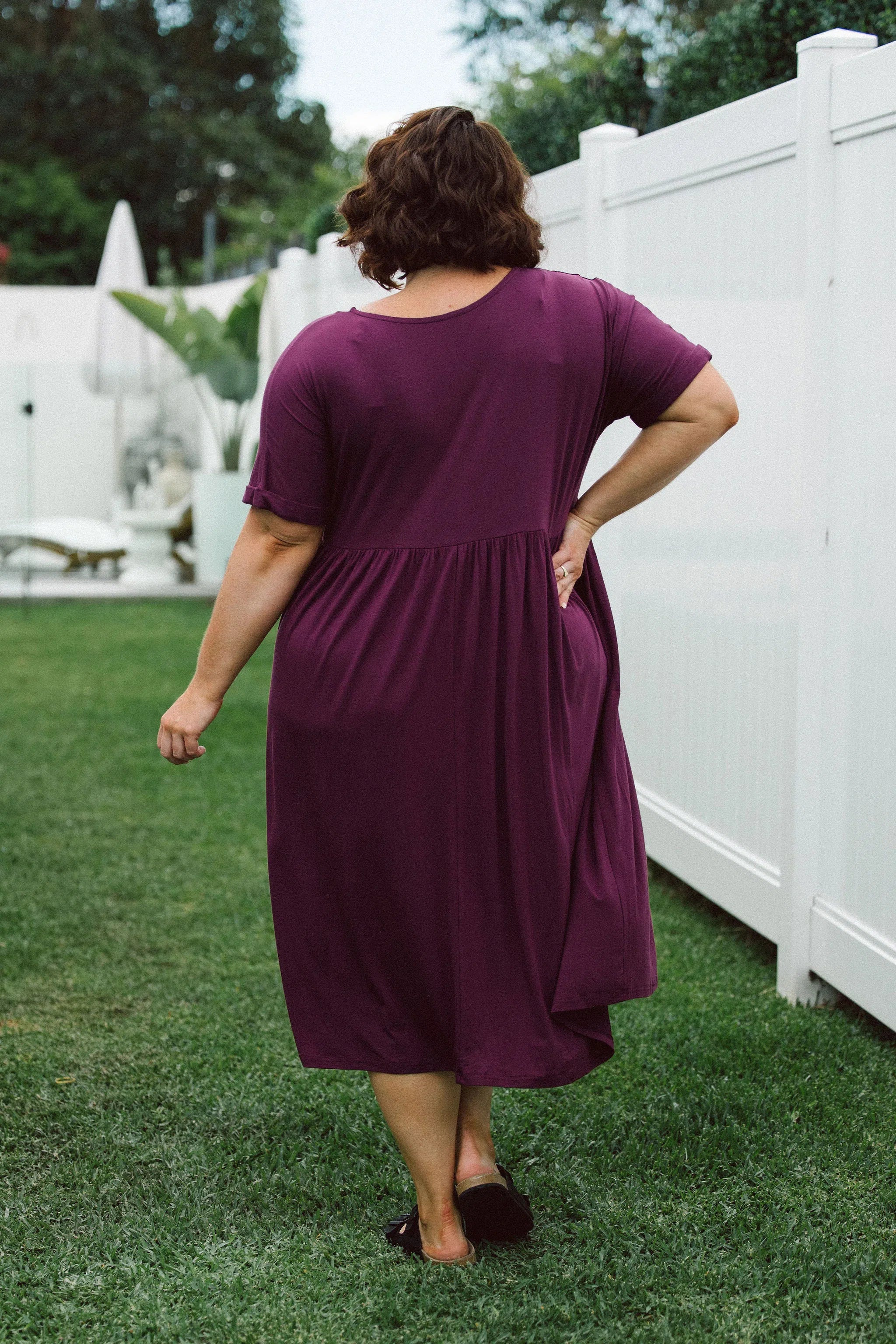 Stylish Berry Plus Size Dress - Ashleigh Dress for Women