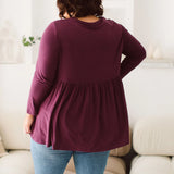 Plus Size clothing,  women modeling a Curvy Womens shirt, Lucy Long Sleeve Top in Purple berry
