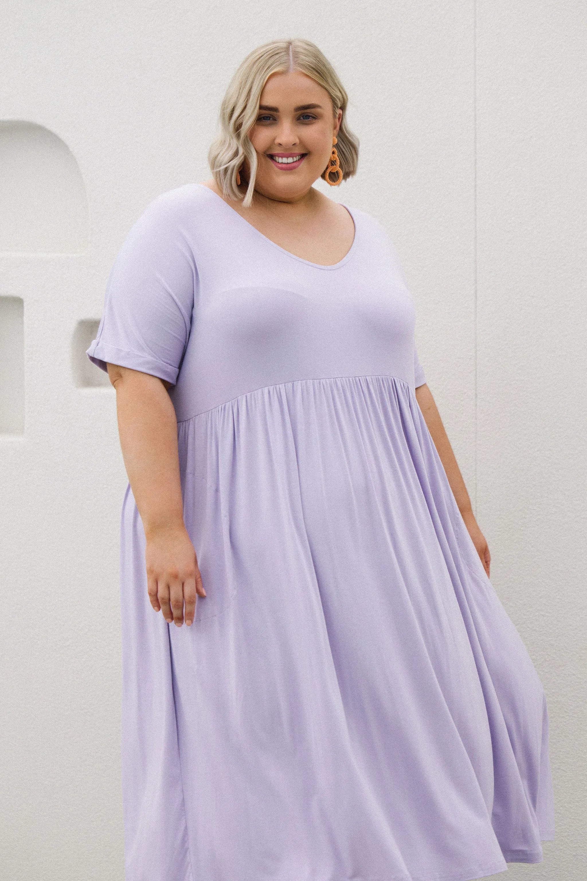 Fashionable Plus Size Lilac Dress - Ashleigh Dress by Peach The Label