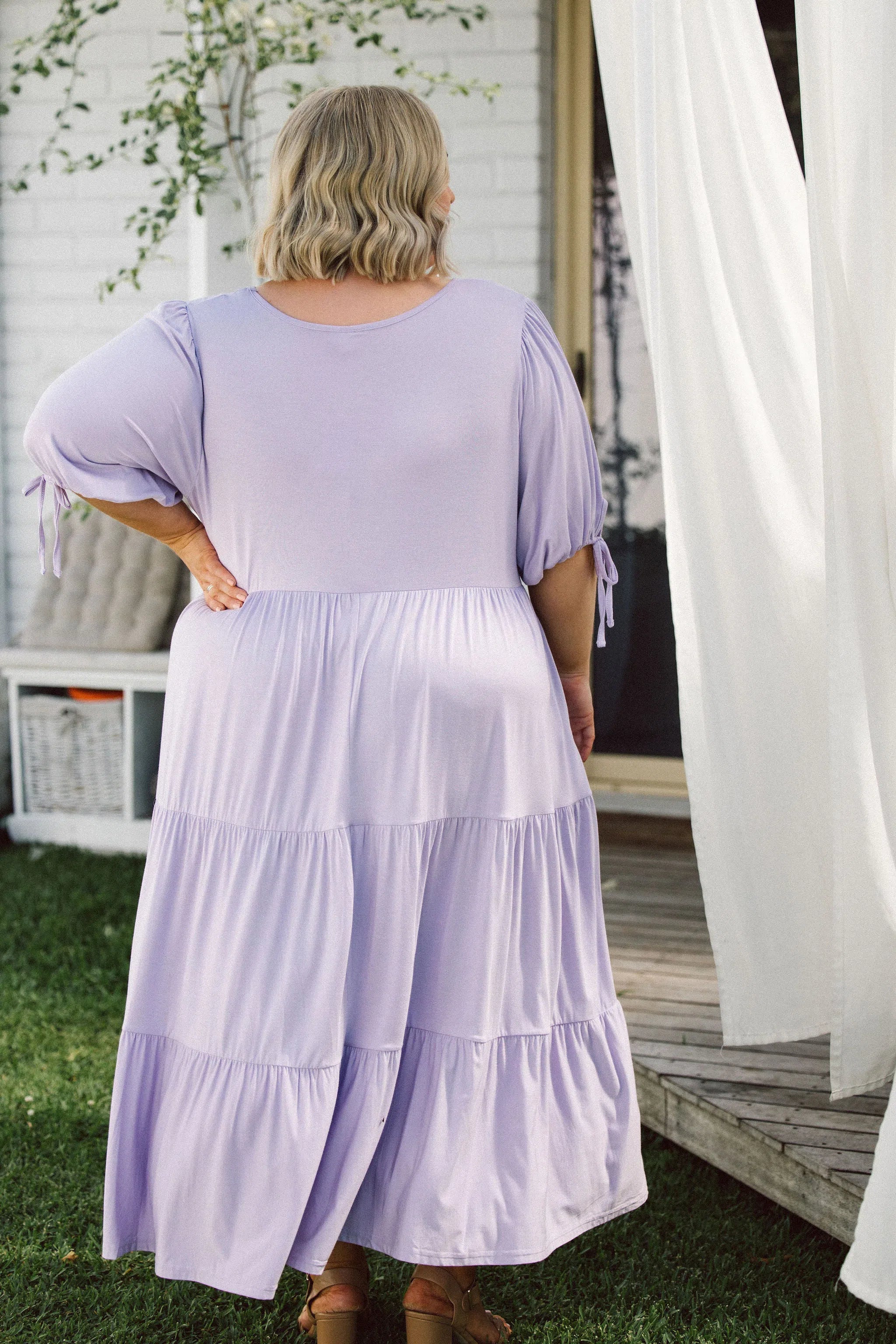 Flattering Lilac Plus Size Dress - Harlow Dress by Peach The Label