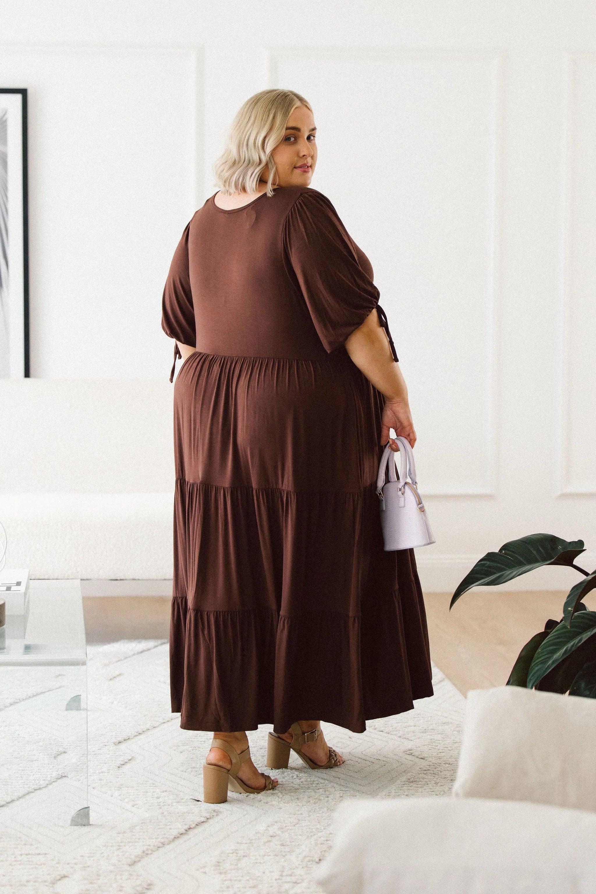 Fashionable Plus Size Chocolate Dress - Harlow Dress by Peach The Label