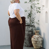 Elegant Women's Chocolate Plus Size Pants - Darcy Pants from Peach The Label