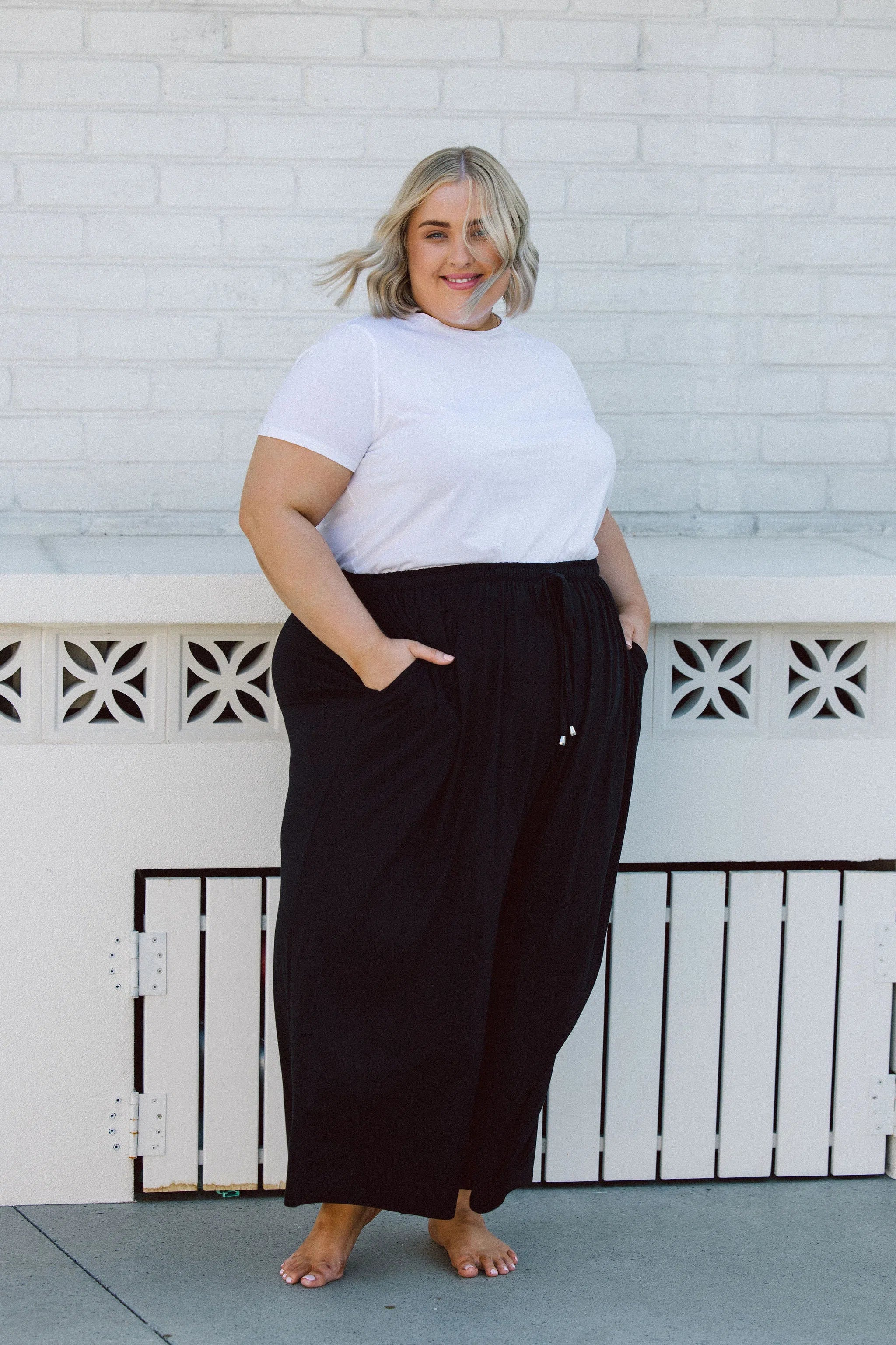 Black Plus Size Pants - Peach The Label Womens Curvy Fashion