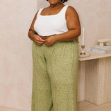Model Wearing Women's Plus Size Rayon Pants - Maya Pants in Wildflower