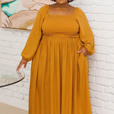 Designer Plus Size Dress - Embrace Feminine Flair with Lexi Dress in Honey