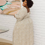 Curvy Model Wearing Plus Size Rayon Dress - Lexi Dress in White Ditsy