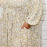 Charming White Ditsy Patterned Plus Size Dress - Lexi Dress for Women
