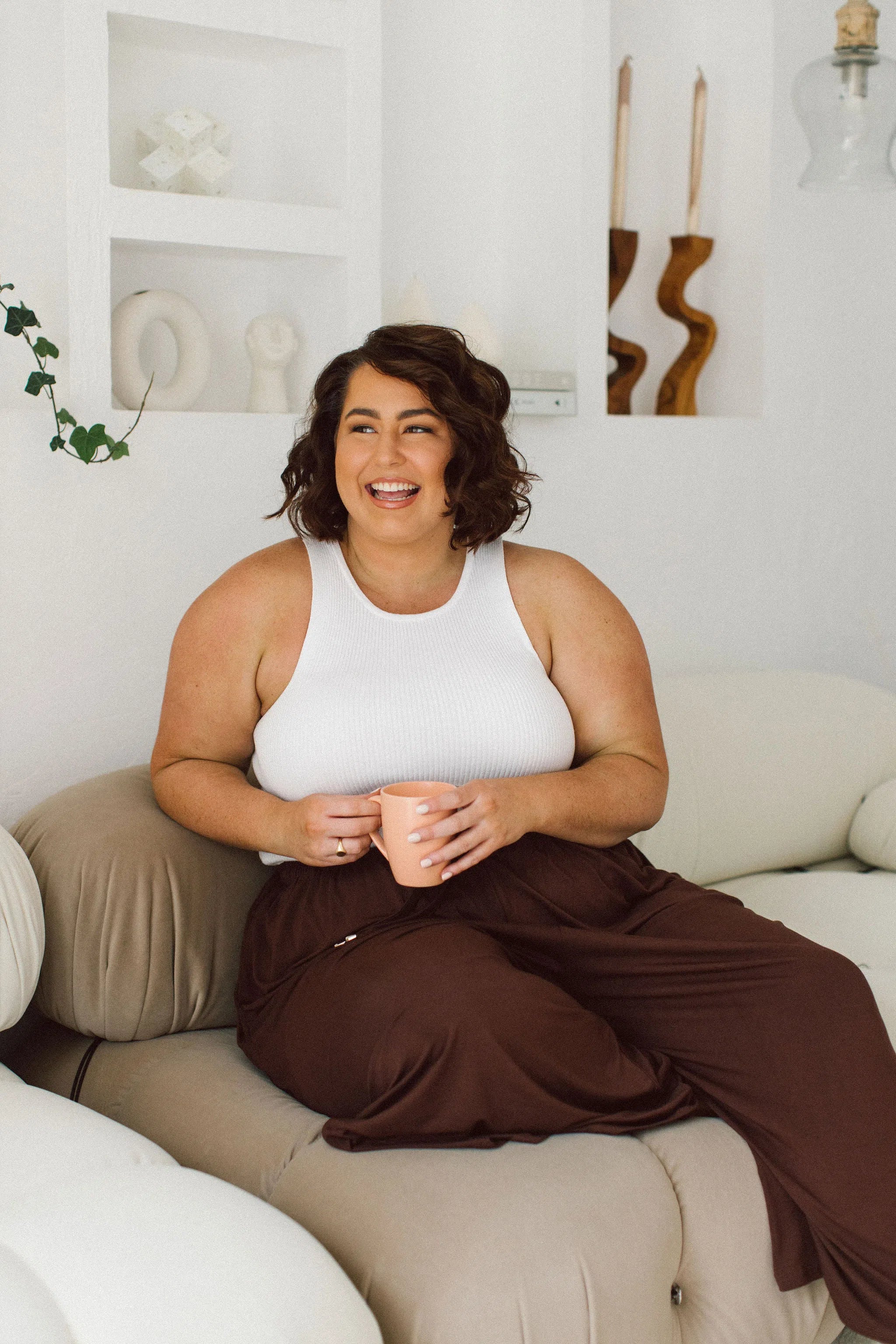 Flattering Chocolate Plus Size Pants - Darcy Pants by Peach The Label