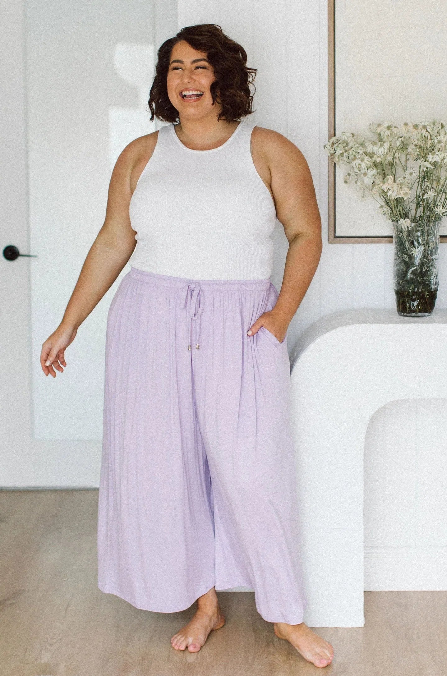 Women's Plus Size Lilac Pants - Discover the Comfort of Darcy Pants at Peach The Label