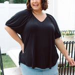 Australian Plus Size Tops, Remi Top in black By Peach The Label