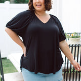 Australian Plus Size Tops, Remi Top in black By Peach The Label