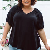 Australian Curvy Womens Tops, Remi Top in black By Peach The Label