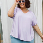 Womens Plus Size Top, Remi Top in purple Lilac, Front