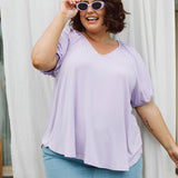 Womens Plus Size Top, Remi Top in purple Lilac, Front