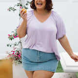 Women's Curvy Purple Top Australia - Elevate Your Look with Remi Top in Lilac