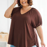 Women's Curvy Brown Top - Embrace Elegance with Remi Top in Chocolate