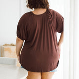 Australian Plus Size Tops, Remi Top in Chocolate Brown By Peach The Label