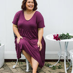 Flattering Berry Plus Size Dress - Ashleigh Dress by Peach The Label