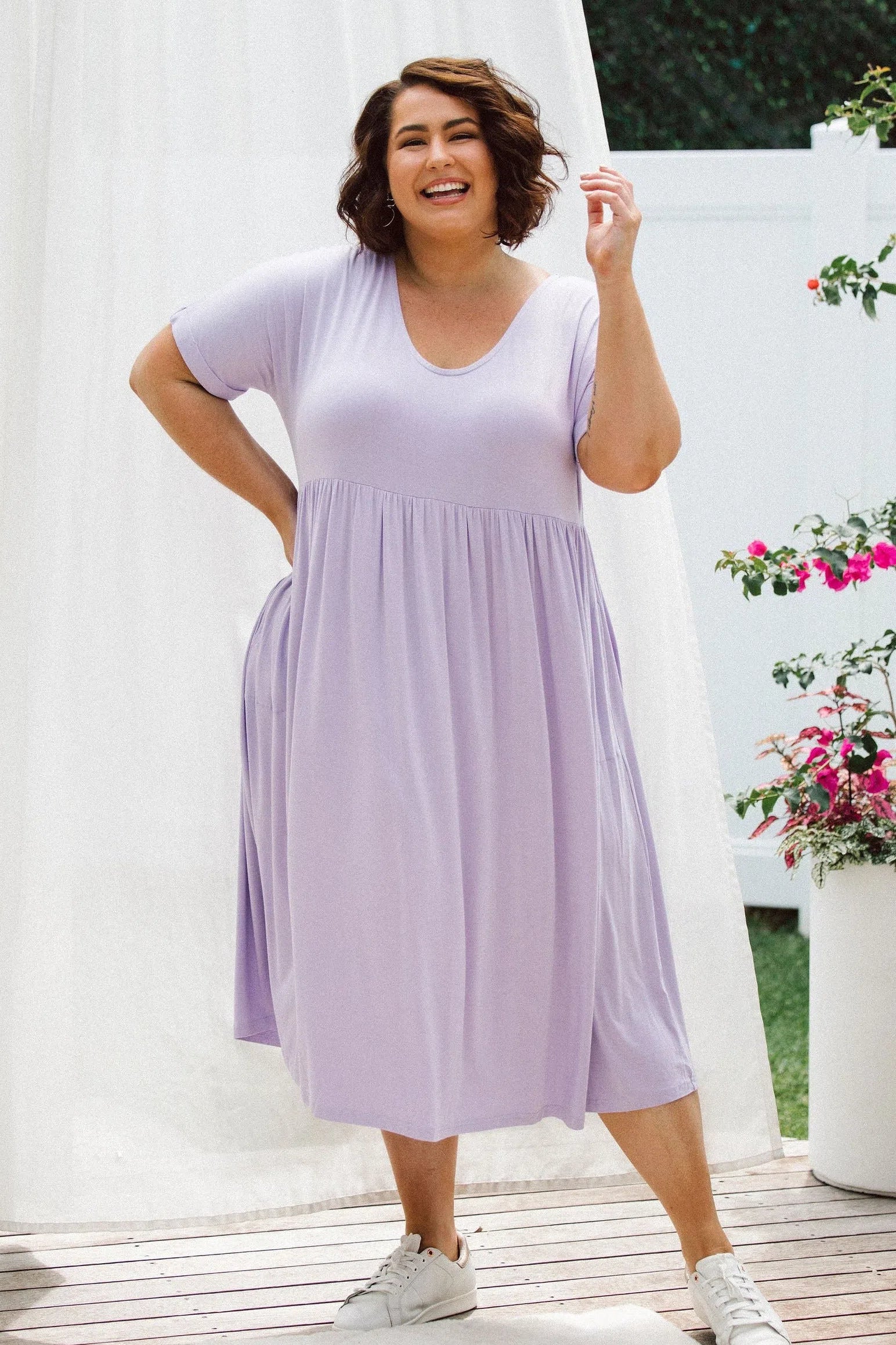 Buy Women's Plus Size Dress Online in Lilac.  Afterpay Available at checkout