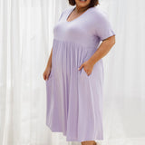 Elegant Womens Lilac Plus Size Dress - Ashleigh Dress from Peach The Label