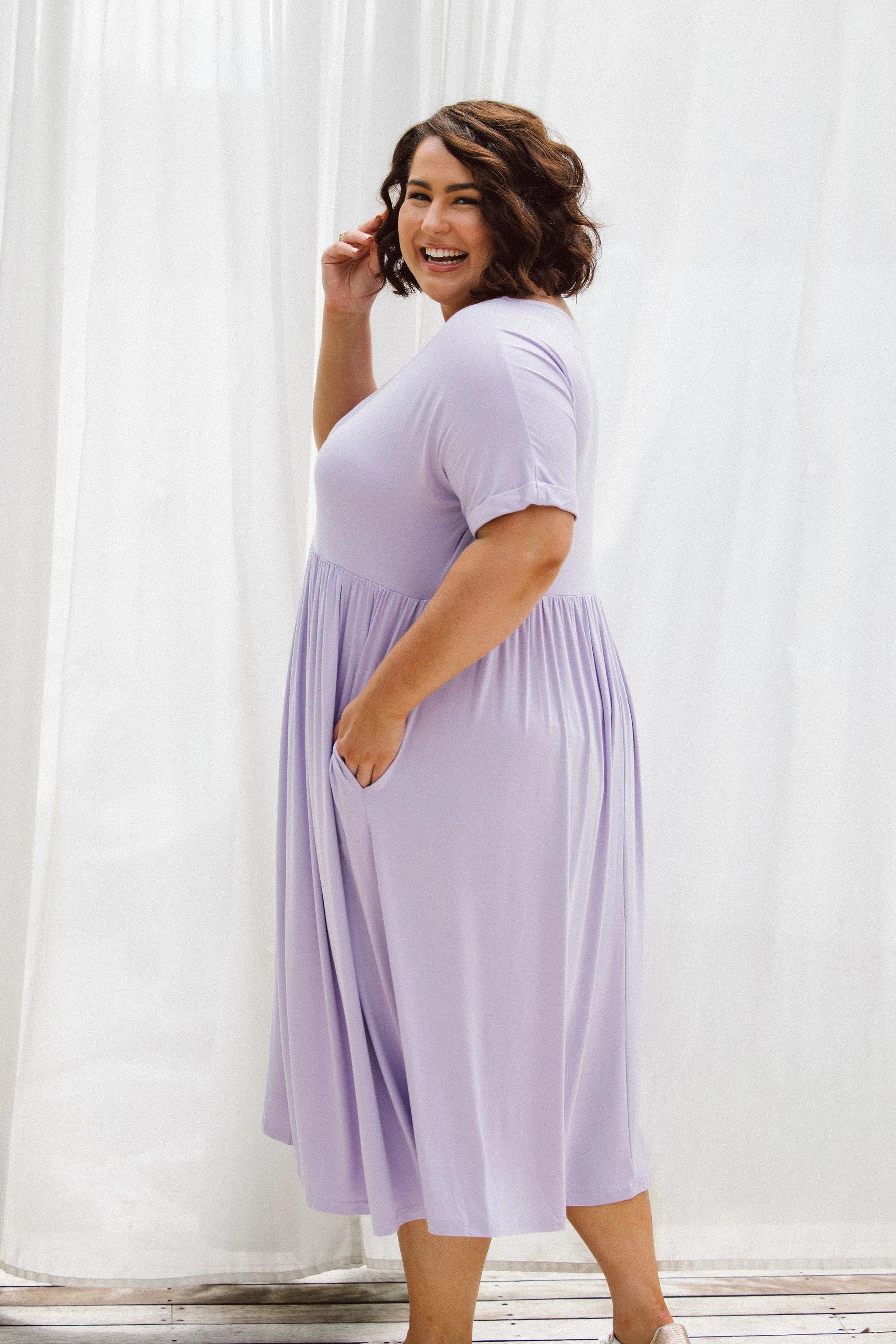 Charming Lilac Colored Plus Size Dress - Ashleigh Dress for Women