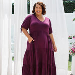 Elegant Women's Berry Plus Size Dress - Harlow Dress from Peach The Label