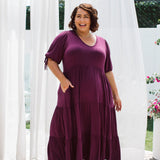 Elegant Women's Berry Plus Size Dress - Harlow Dress from Peach The Label