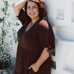 Elegant Womens Chocolate Plus Size Dress - Harlow Dress from Peach The Label