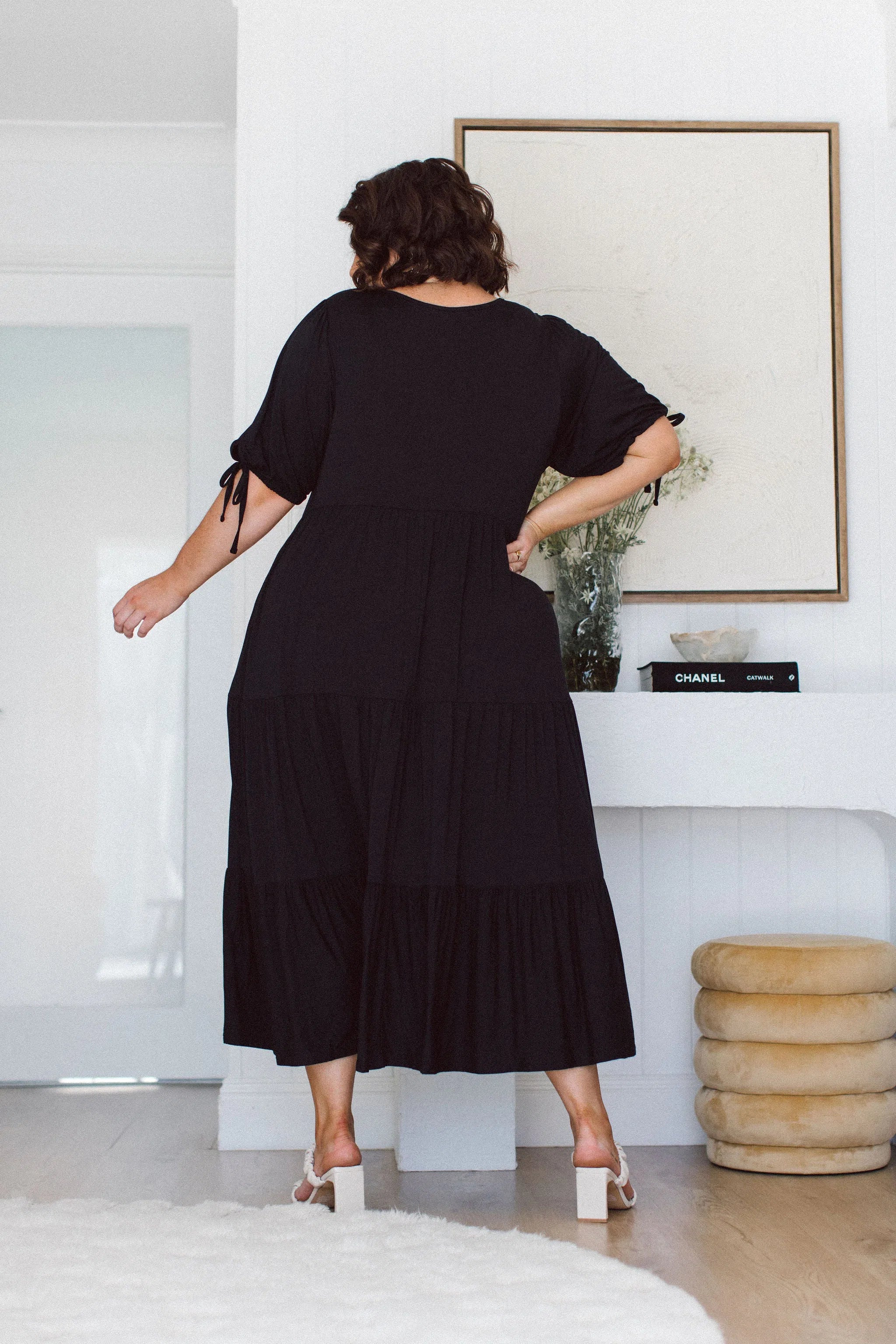 Peach The Label Designer Plus Size Dress - Harlow Dress in Black for Curvy Women