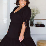 Flattering Black Plus Size Dress - Harlow Dress by Peach The Label