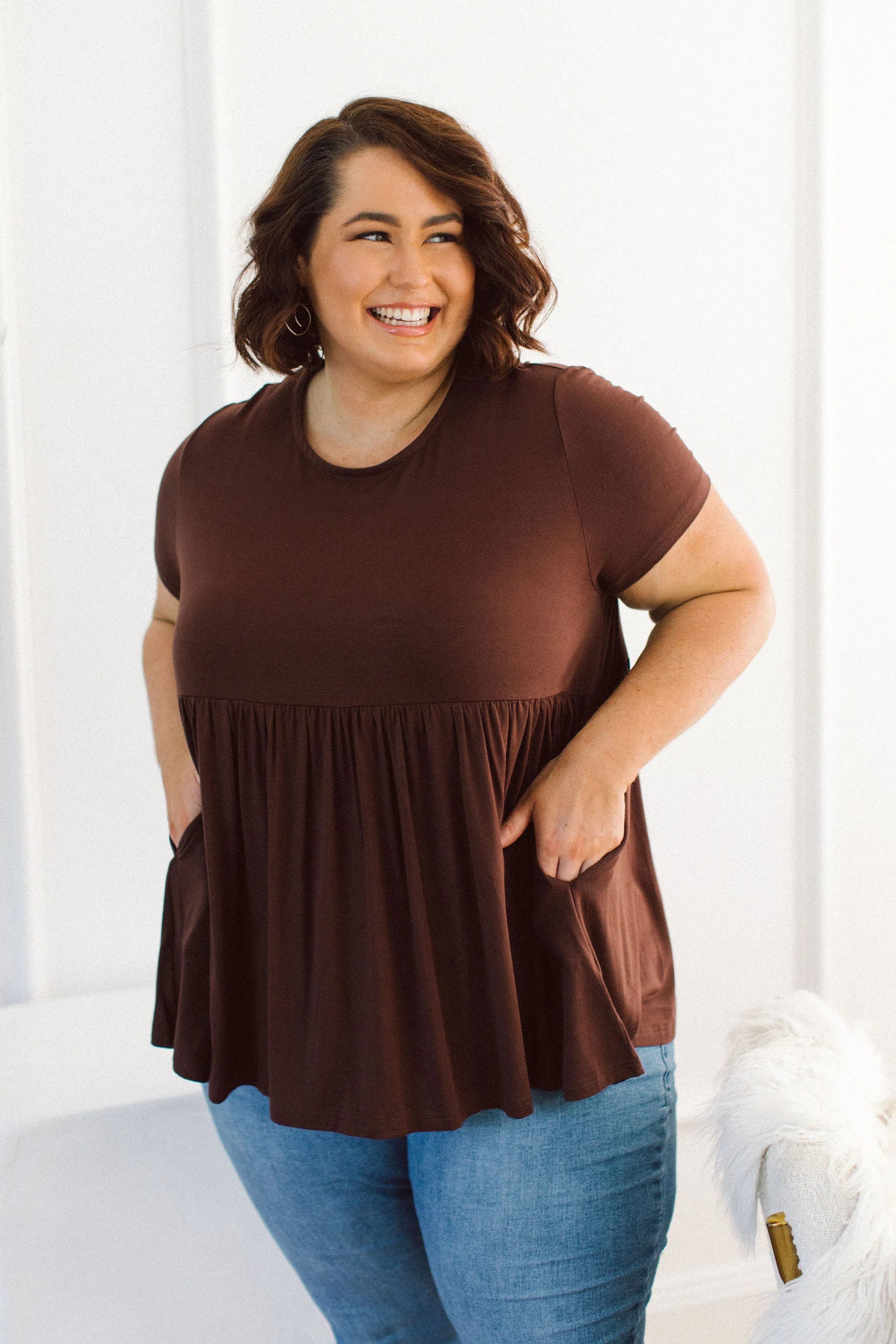 Women's Summer Plus Size T-Shirt - Stay Cool with Lucy Tee in Chocolate