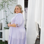 Model in Mesmerizing Plus Size Dress - Harlow Dress in Lilac