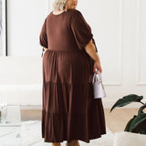 Fashionable Plus Size Chocolate Dress - Harlow Dress by Peach The Label