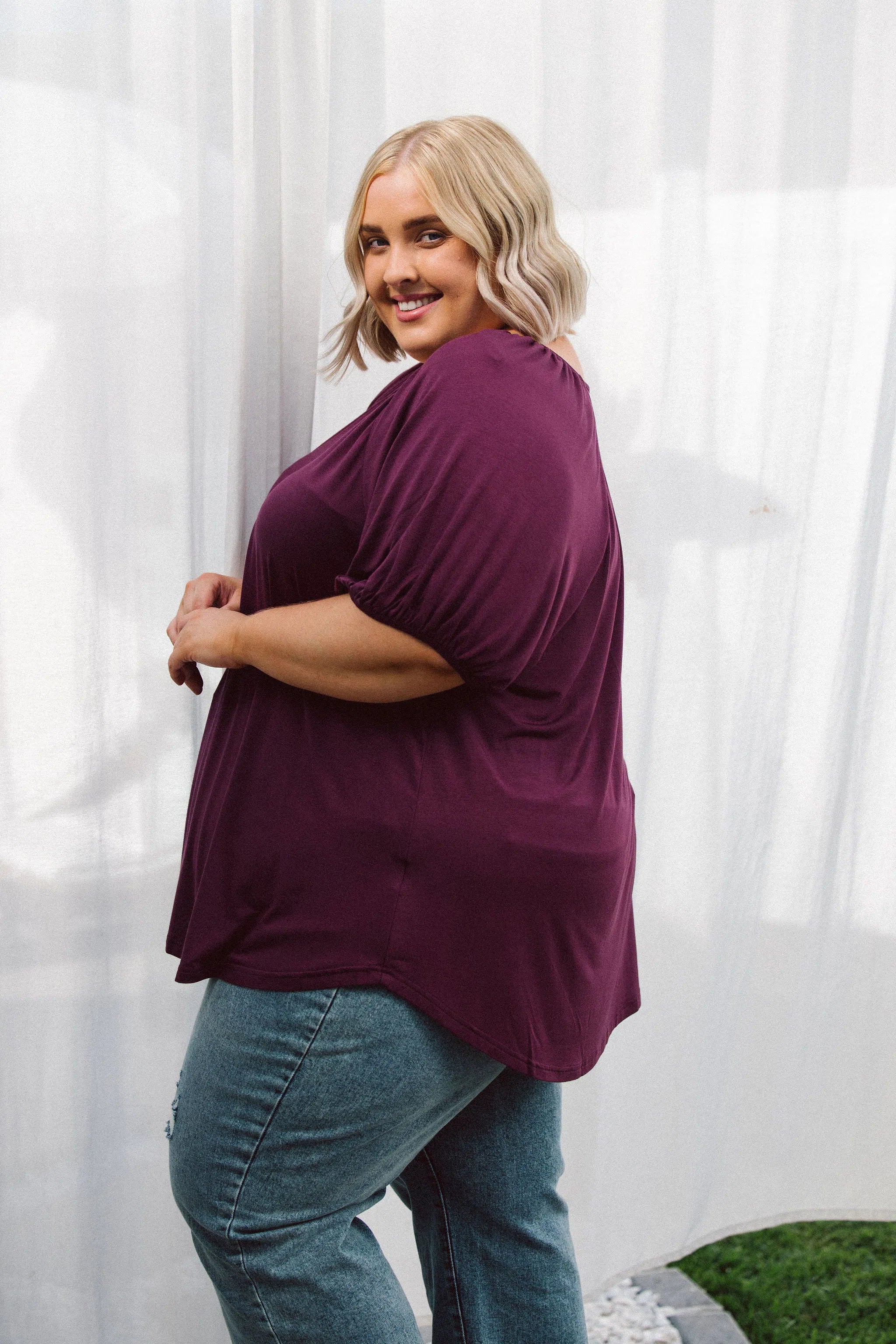 Sydney Plus Size Tops, Remi Top in Berry