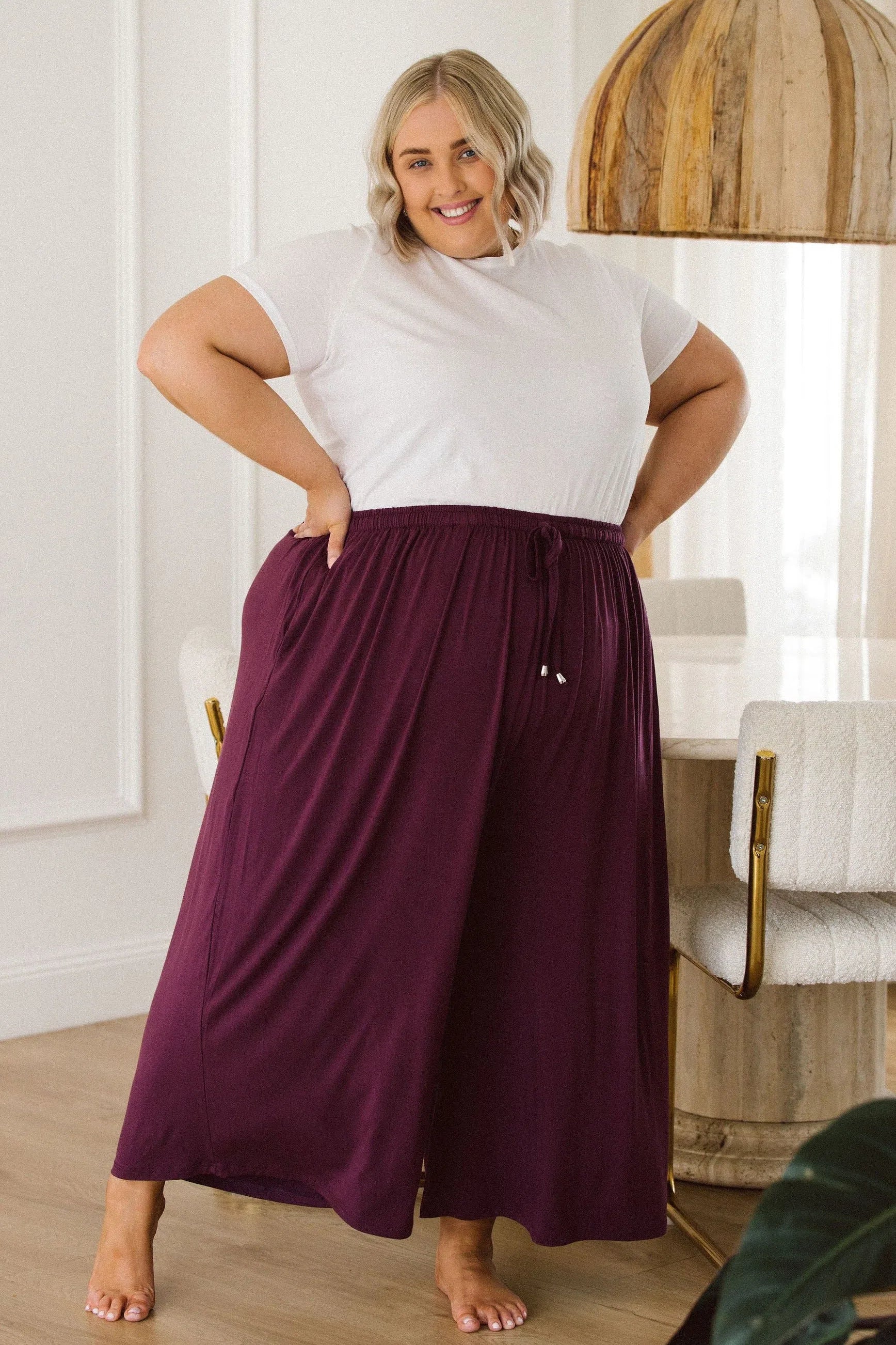 Peach The Label Designer Plus Size Pants - Darcy Pants in Berry for Curvy Women